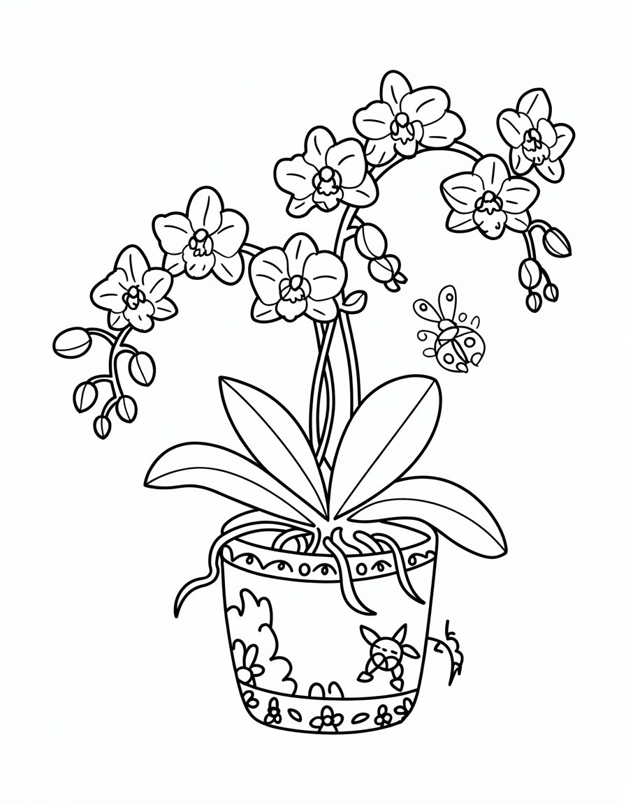 Orchid in Decorative Pot